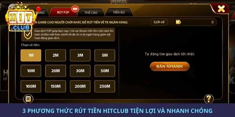 3 phương thức rút tiền hitclub tiện lợi và nhanh chóng 