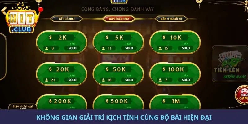 Không gian giải trí kịch tính cùng bộ bài hiện đại