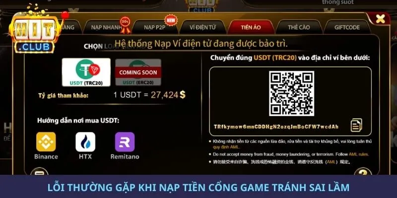 Lỗi thường gặp khi nạp tiền cổng game tránh sai lầm